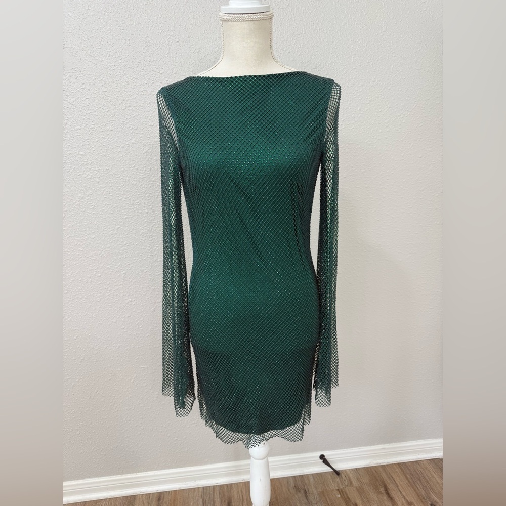 Da Veamor Flare Sleeve Diamanté Mini Dress Size S NWT - Picture 2 of 6